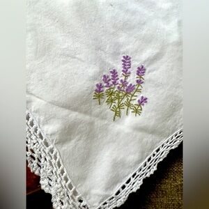 Irish linen embroidered square tablecloth